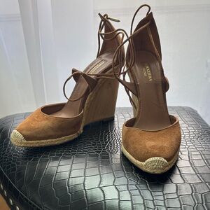 Aquazzura Tan Wedge Espadrille Shoes
